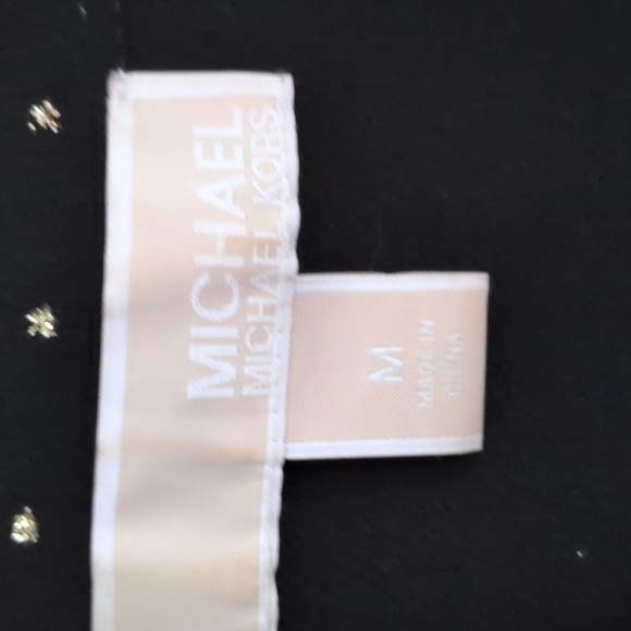 Michael Michael Kors Black & Gold Polka Dot Pleated Tie-Neck Dress – Size M. - Picture 4 of 7